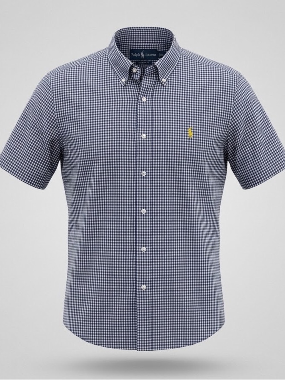 Ralph Lauren Short Sleeve Gingham Button Down Shirt Classic Fit Embroidered